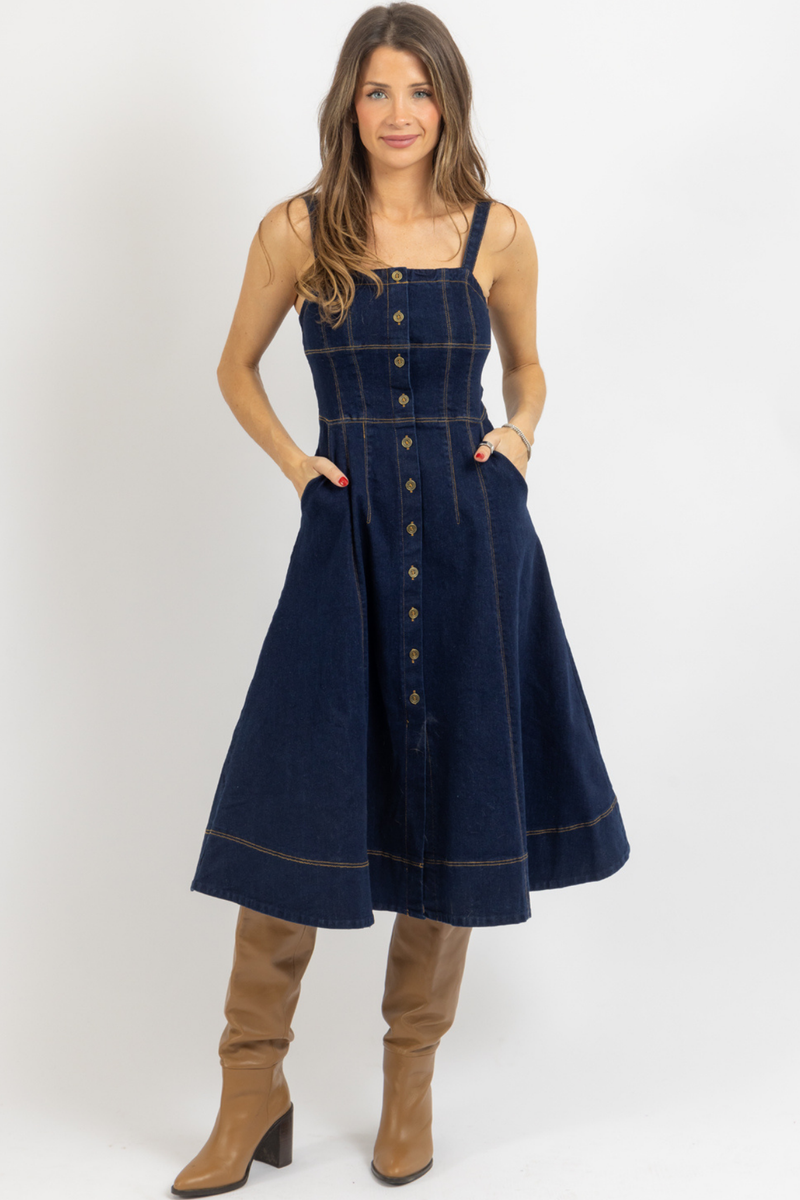 Illustrative example of denim corset dress