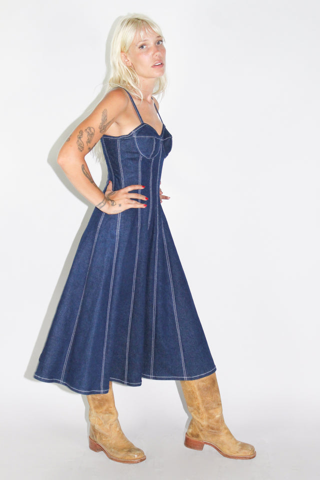 Illustrative example of denim corset dress