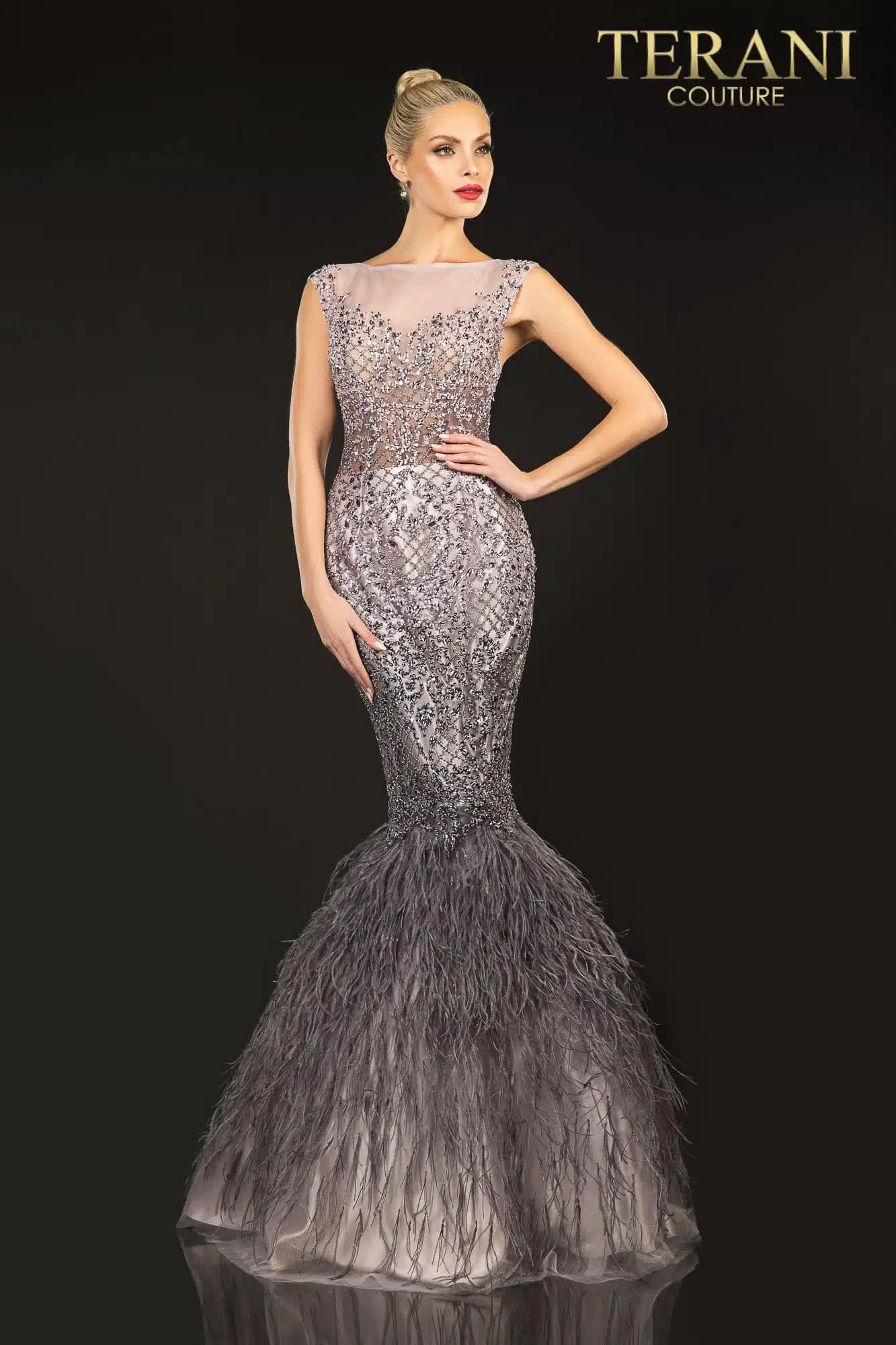 Illustrative example of dress with feathers