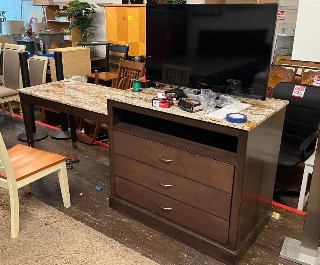 Illustrative example of dresser desk combo cherrywood