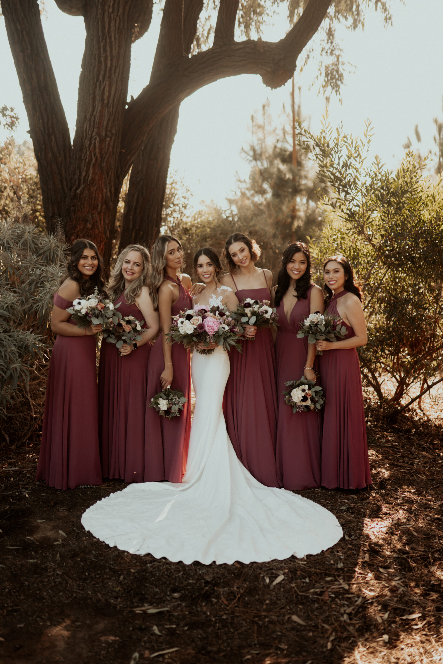Illustrative example of dresses in wine colour