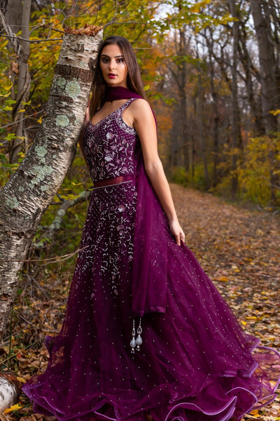 Illustrative example of dresses in wine colour