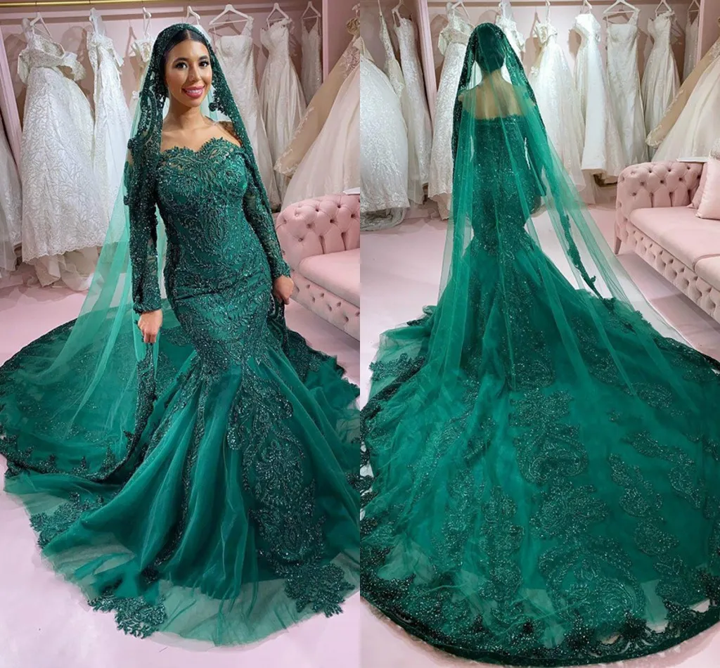 Illustrative example of emerald green wedding dress
