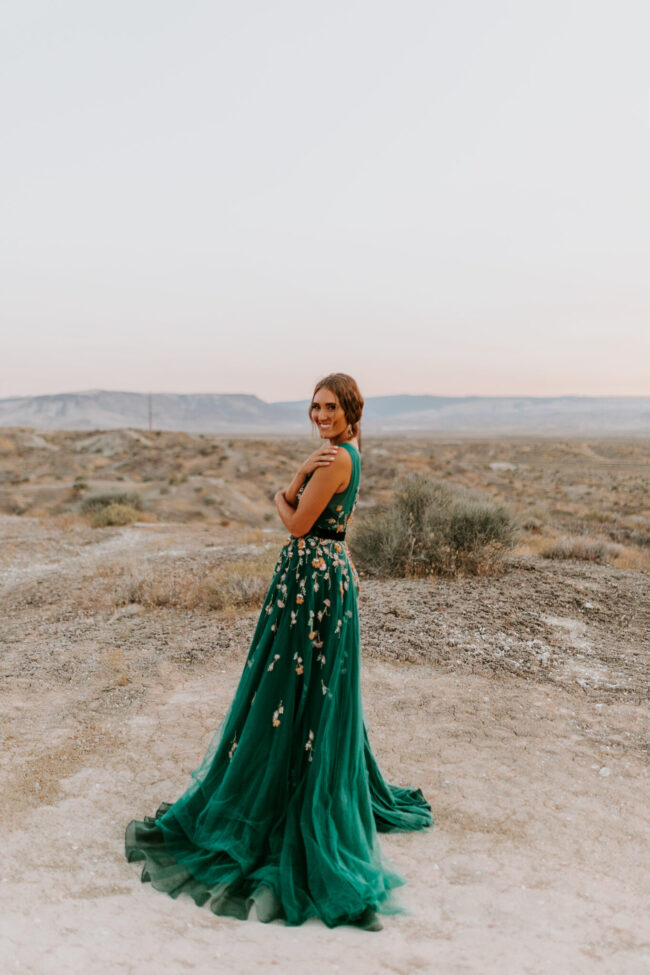 Illustrative example of emerald green wedding dress