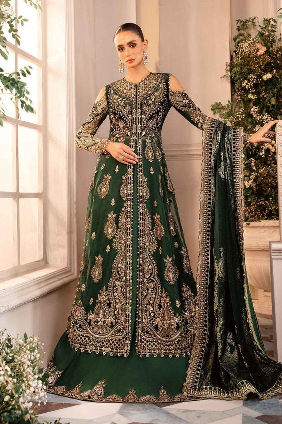 Illustrative example of emerald green wedding dress