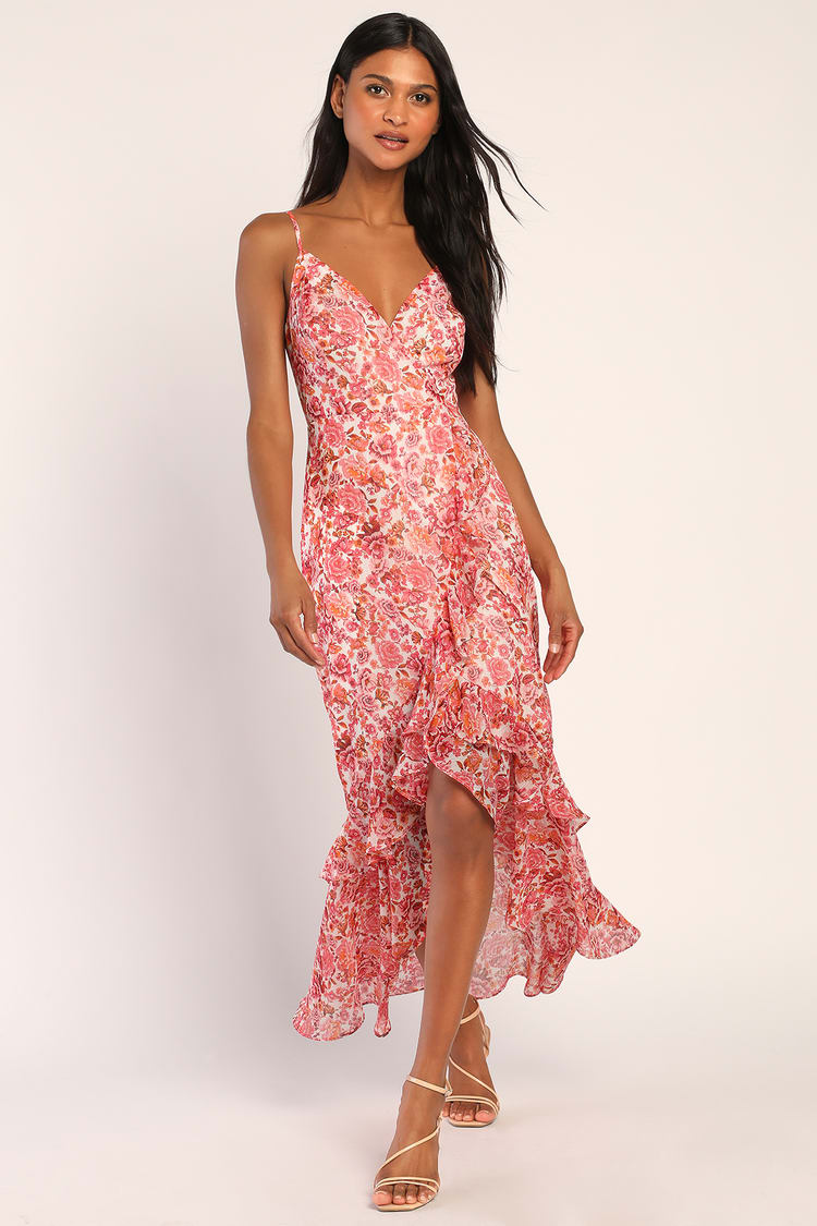 Illustrative example of floral pink dress