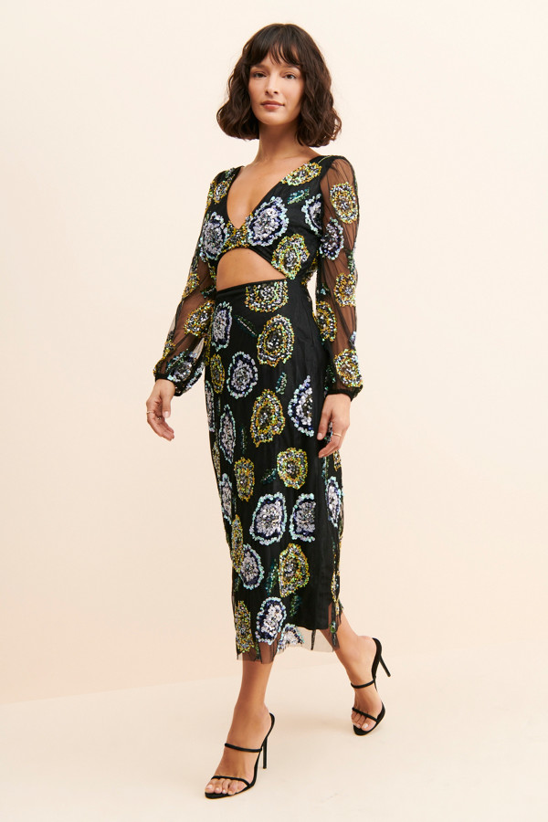 Illustrative example of floral sequin dress