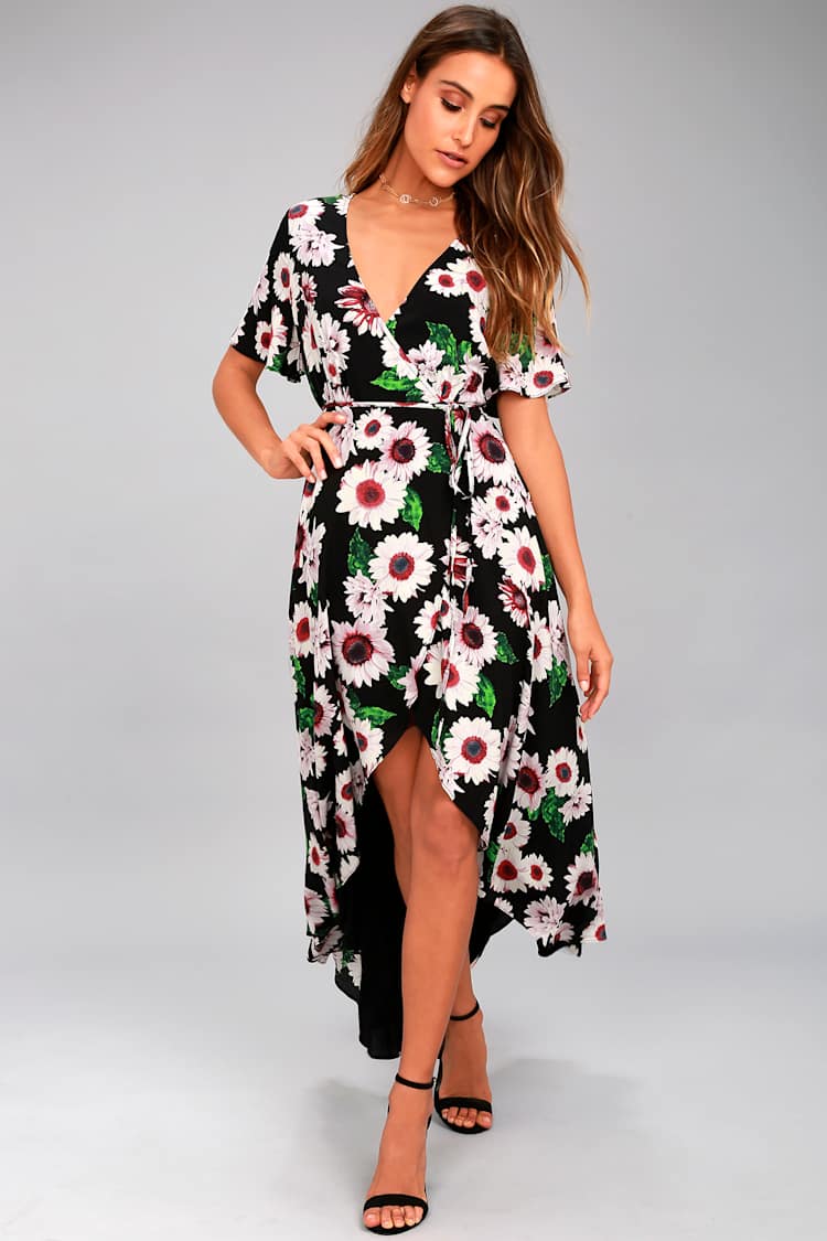 Illustrative example of floral wrap dress