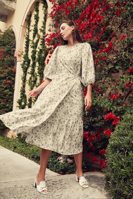 Illustrative example of floral wrap dress