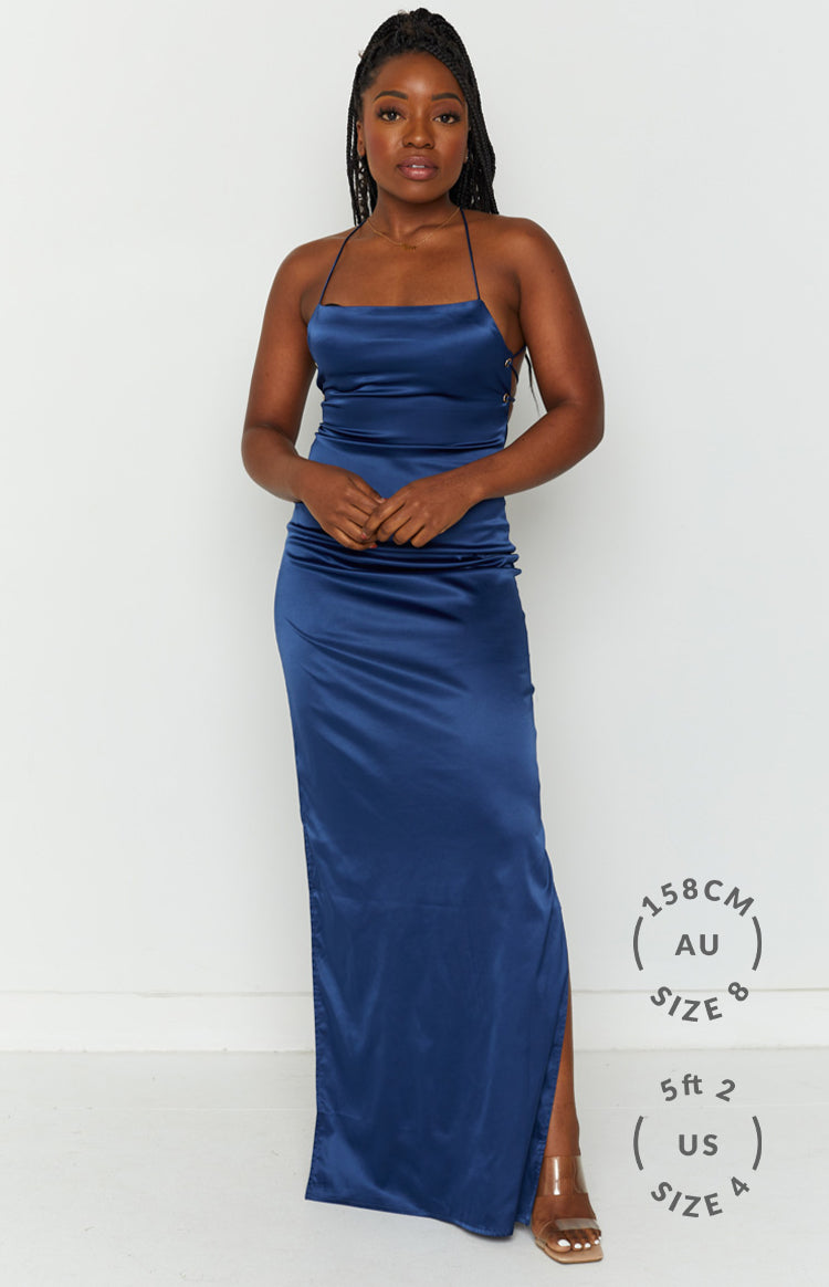 Illustrative example of formal navy blue dress
