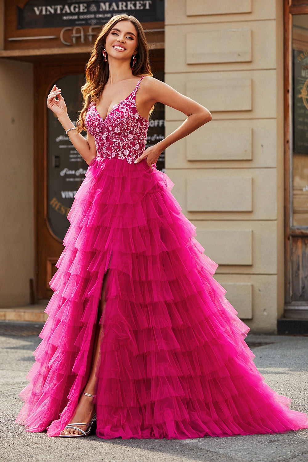Illustrative example of fuchsia pink dress
