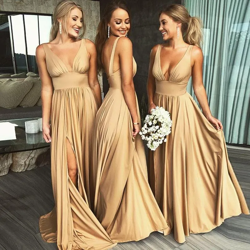 Illustrative example of gold bridesmaid dresses