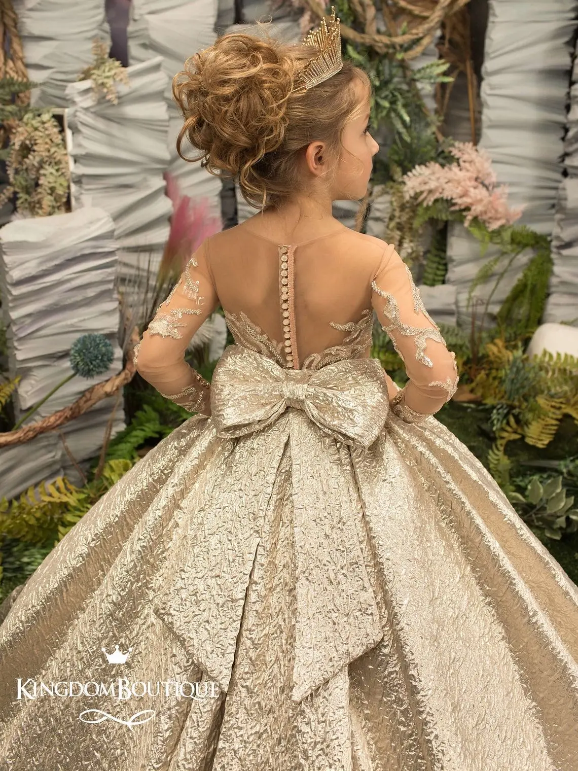 Illustrative example of gold flower girl dresses