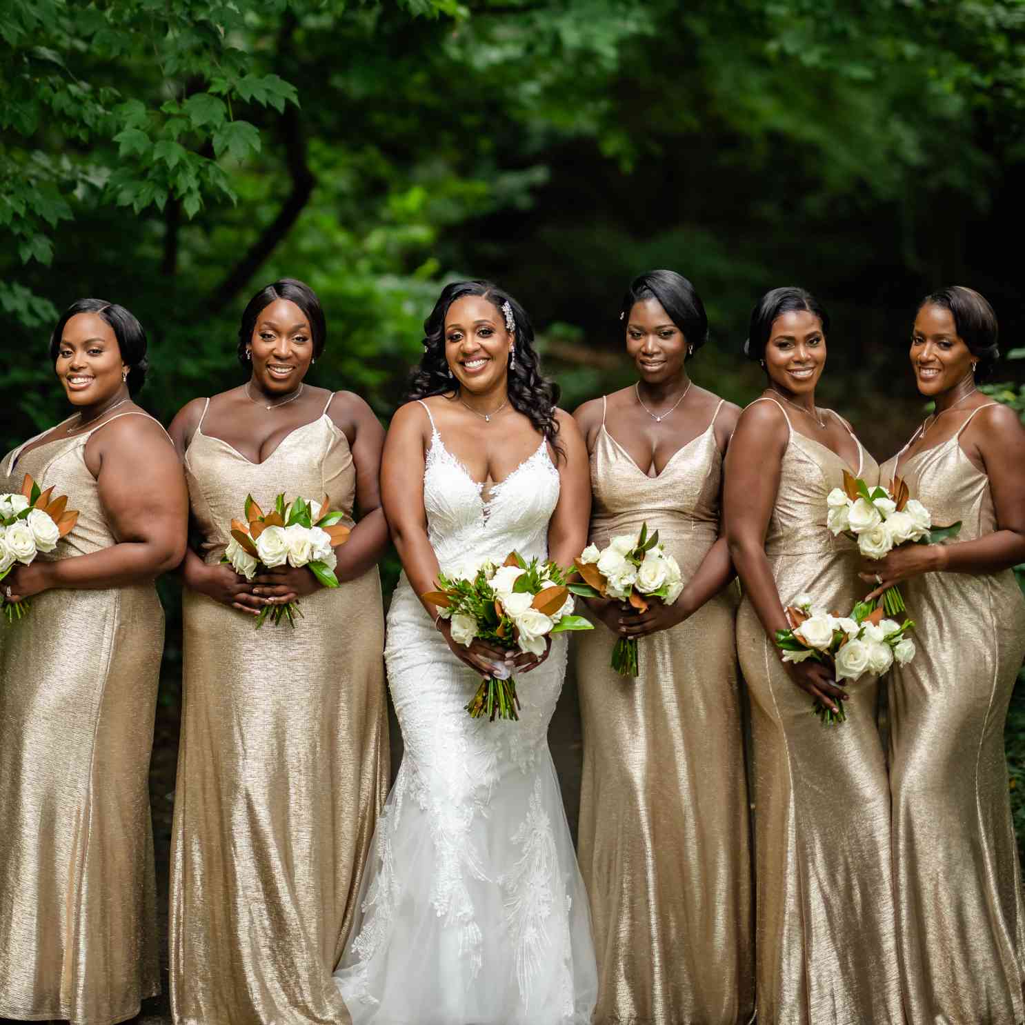Illustrative example of gold maid of honor dresses