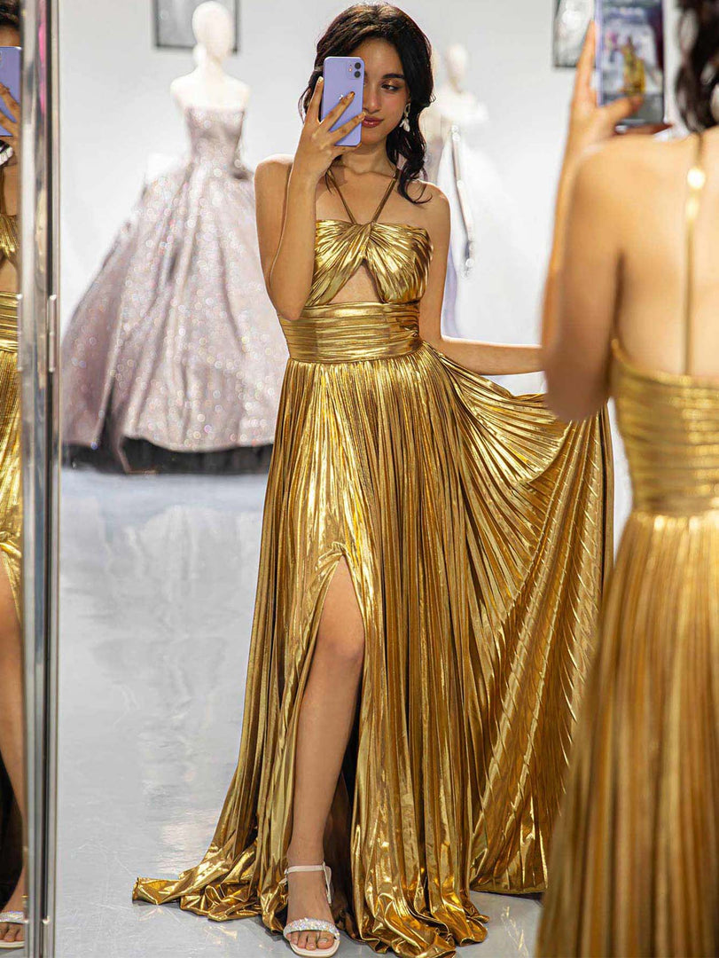Illustrative example of gold metallic dress