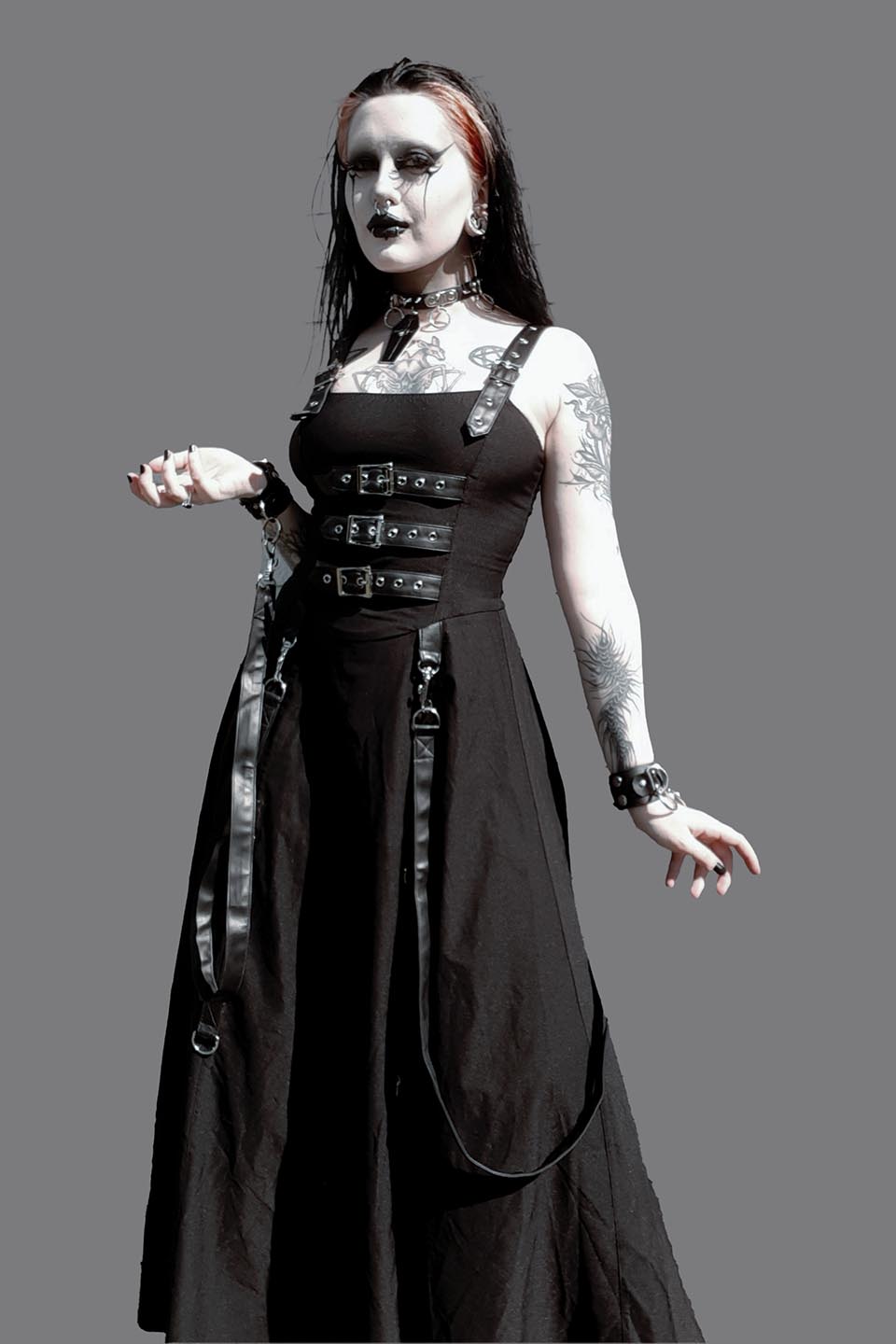 Illustrative example of goth grad dress