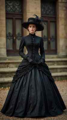 Illustrative example of goth grad dress