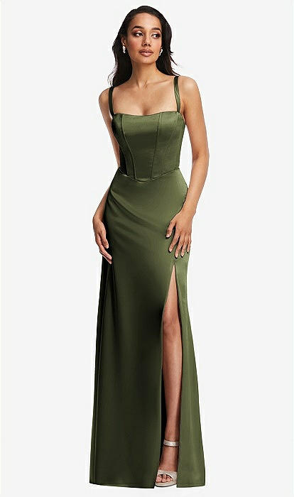 Illustrative example of green corset dress