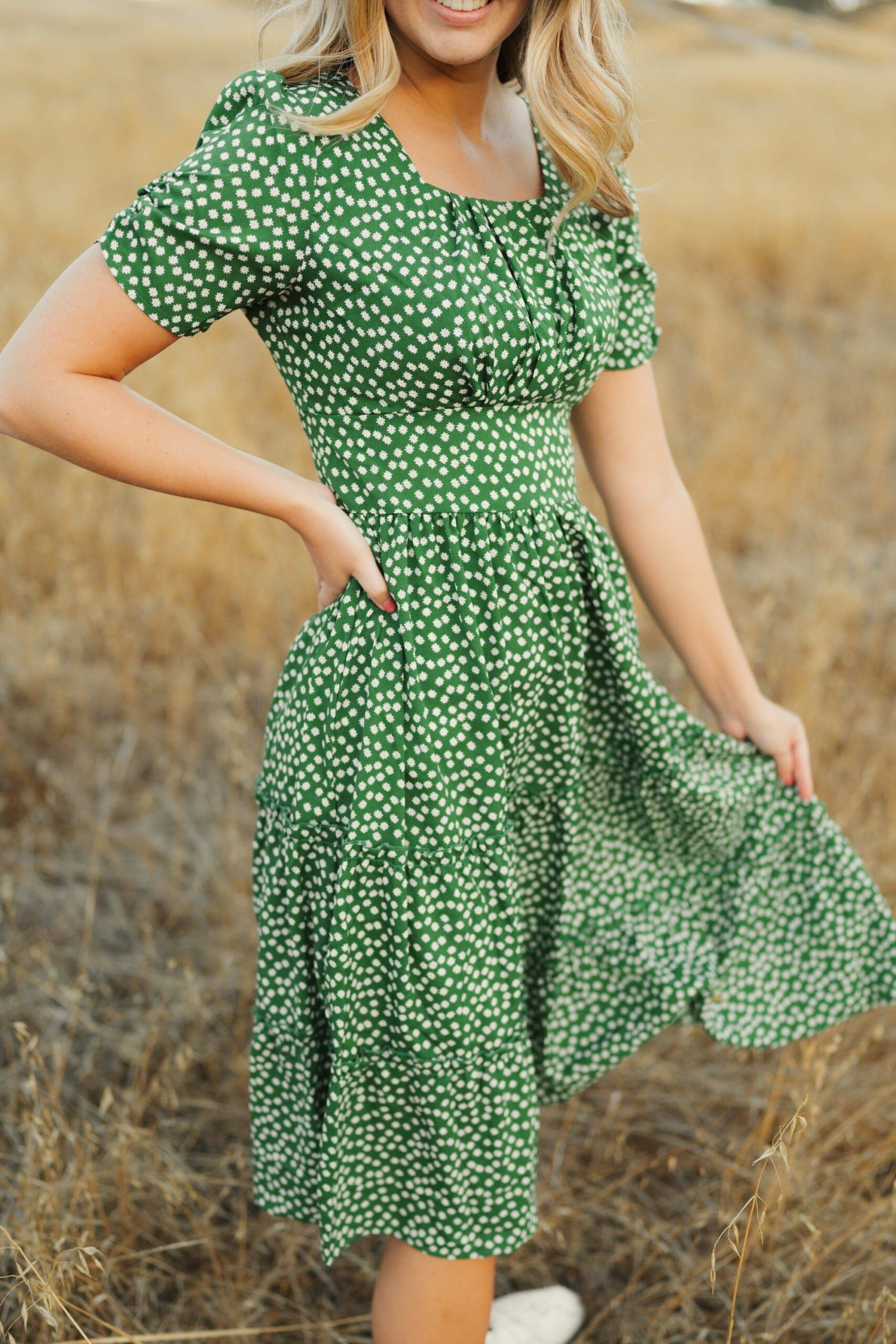 Illustrative example of green floral dress