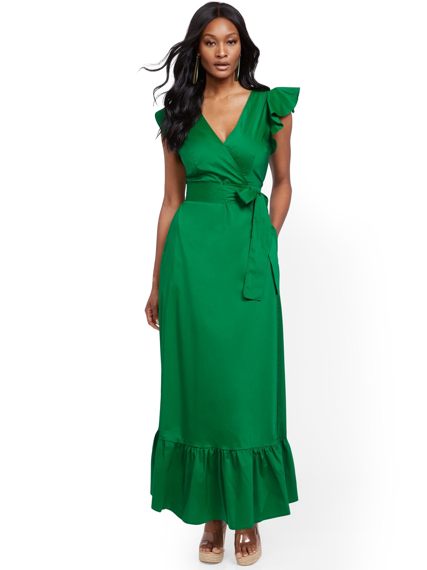 Illustrative example of green maxi dress
