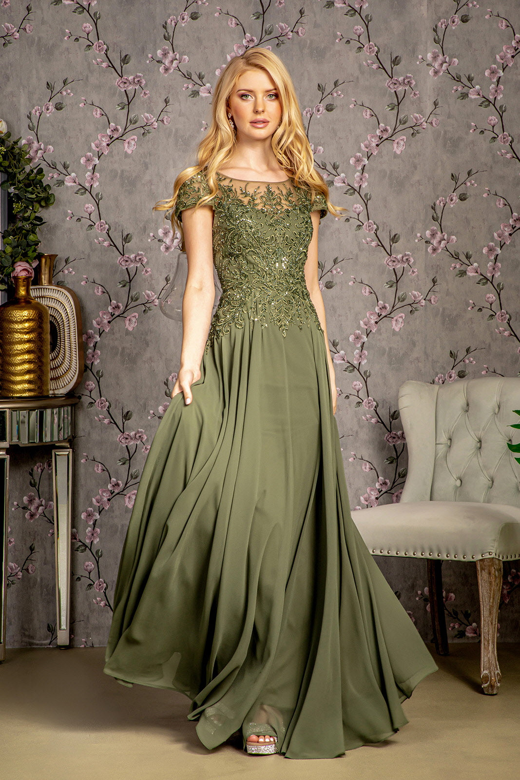 Illustrative example of green mother of the bride dresses