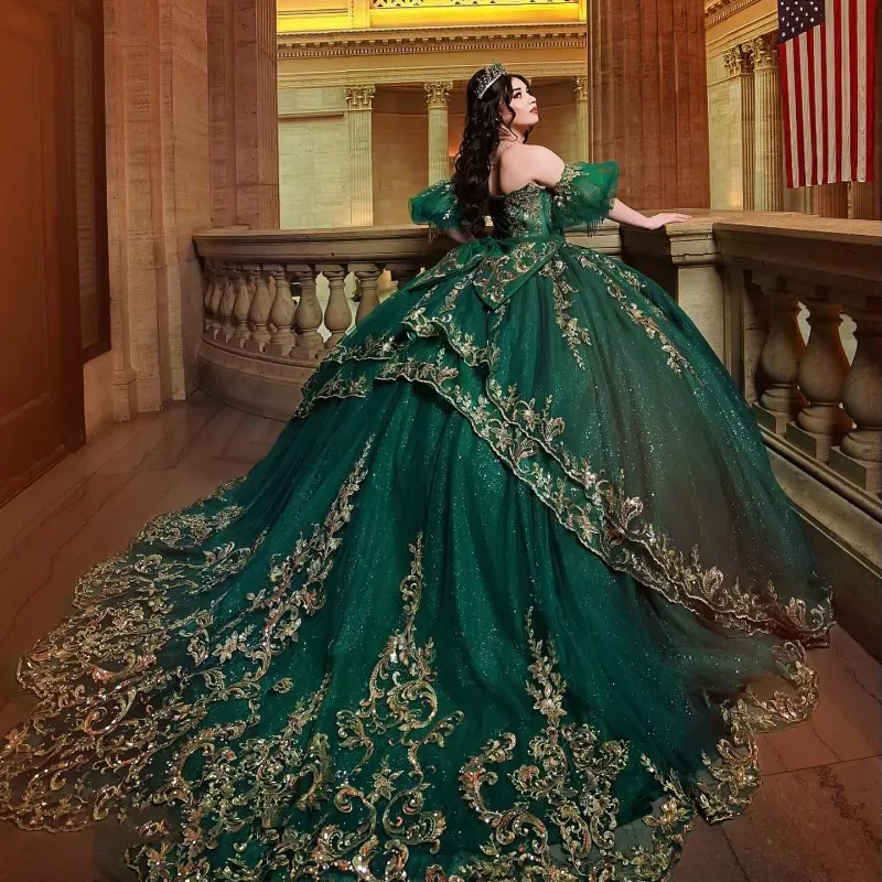 Illustrative example of green quinceanera dresses