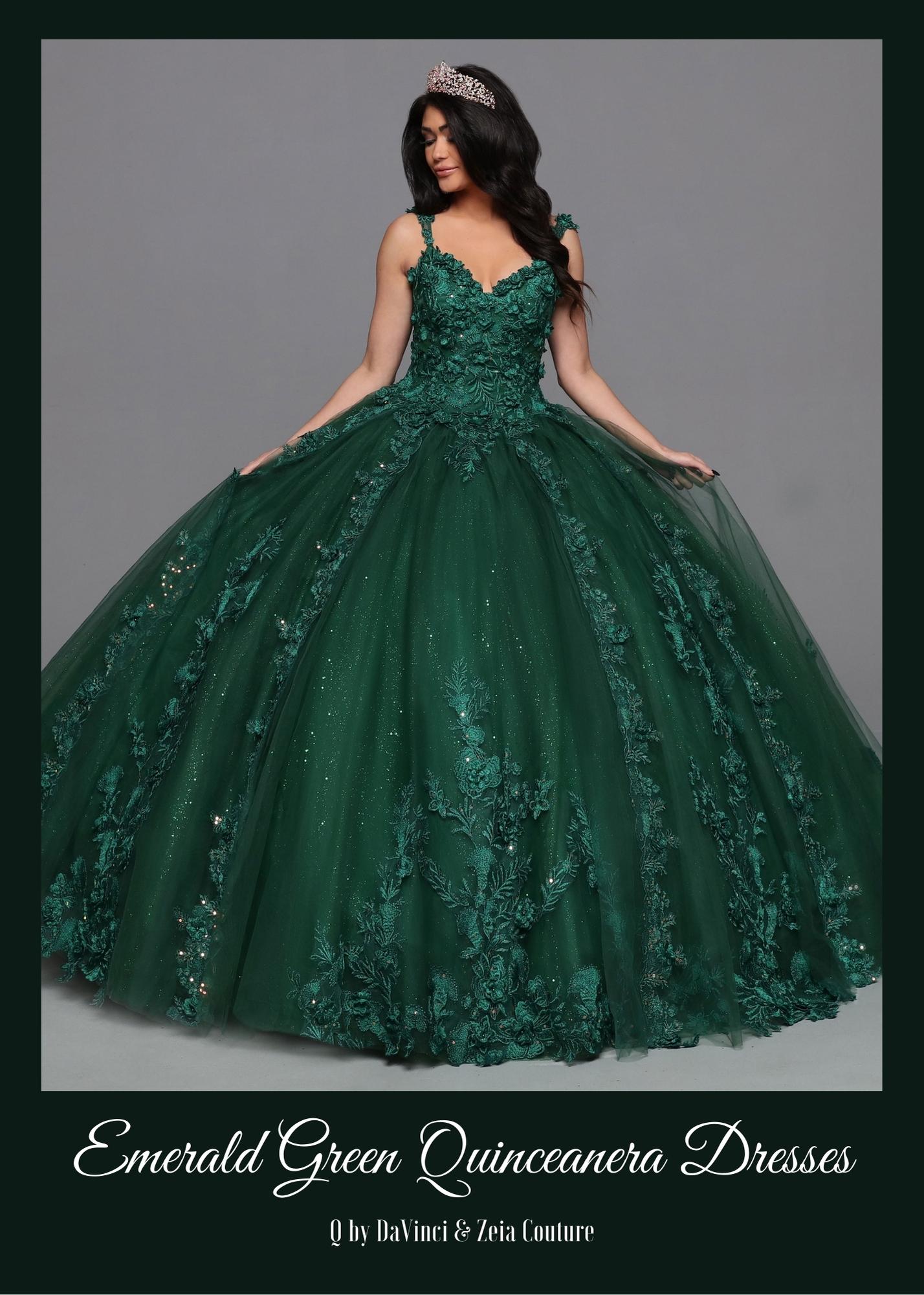 Illustrative example of green quinceanera dresses