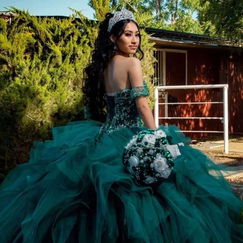 Illustrative example of green quinceanera dresses