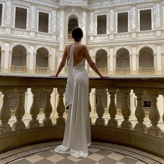 Illustrative example of halter bridal dress