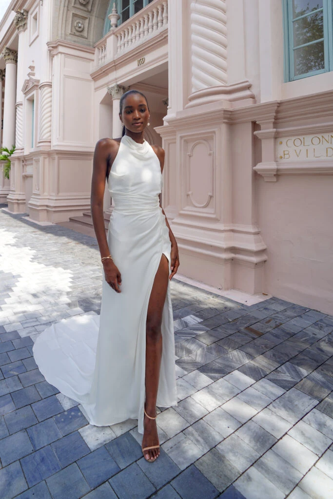 Illustrative example of halter neck wedding dress
