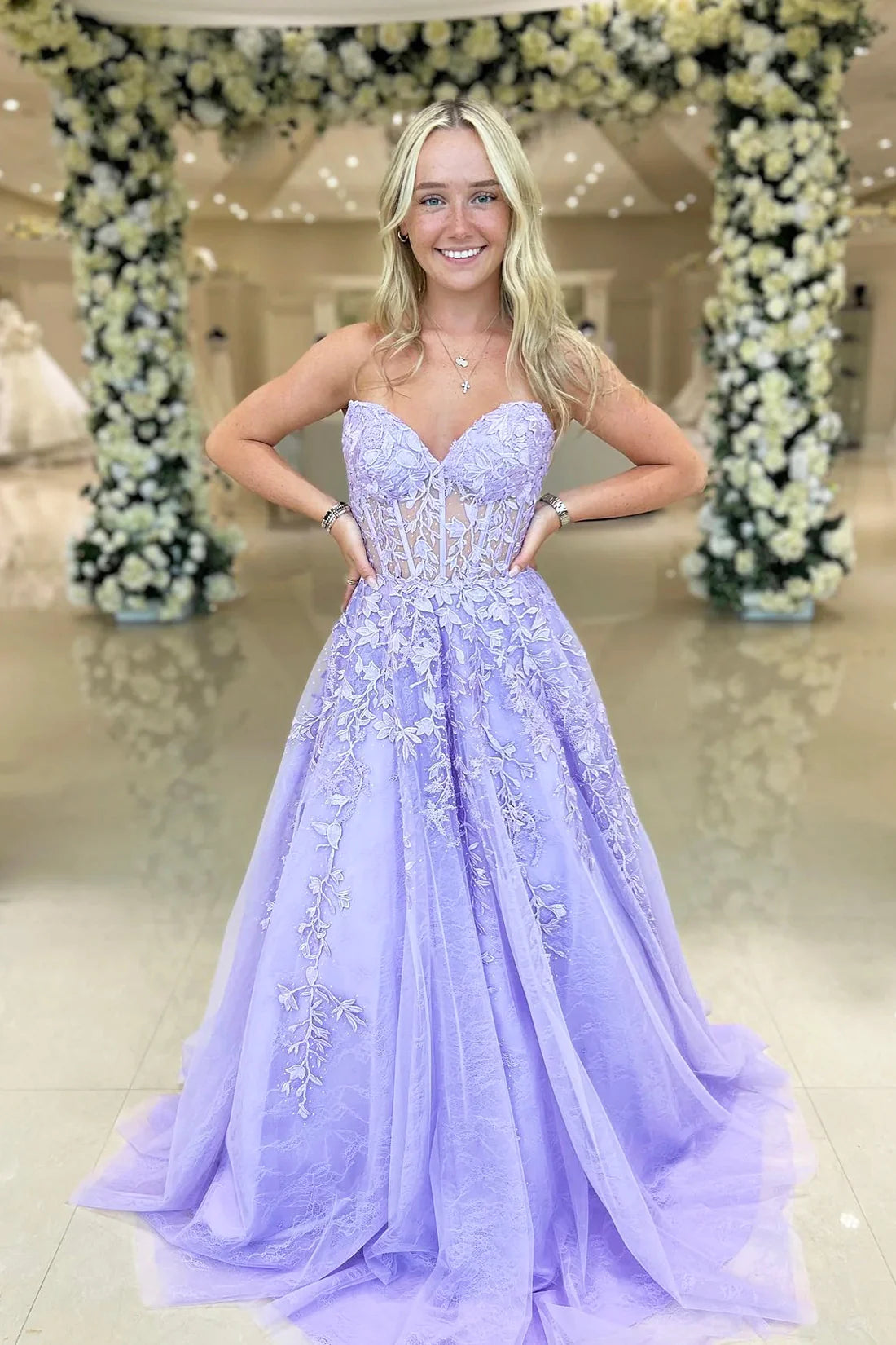 Illustrative example of lavender prom dress