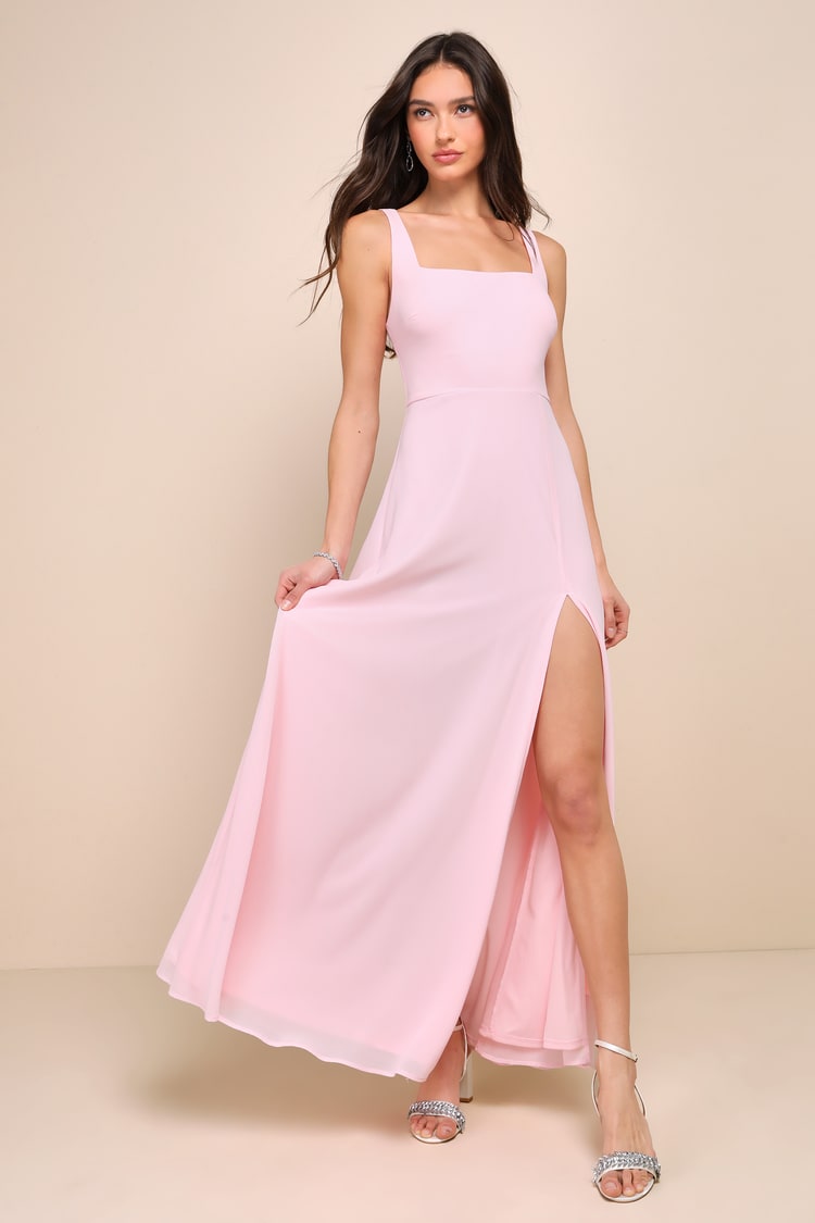Illustrative example of light pink long dress