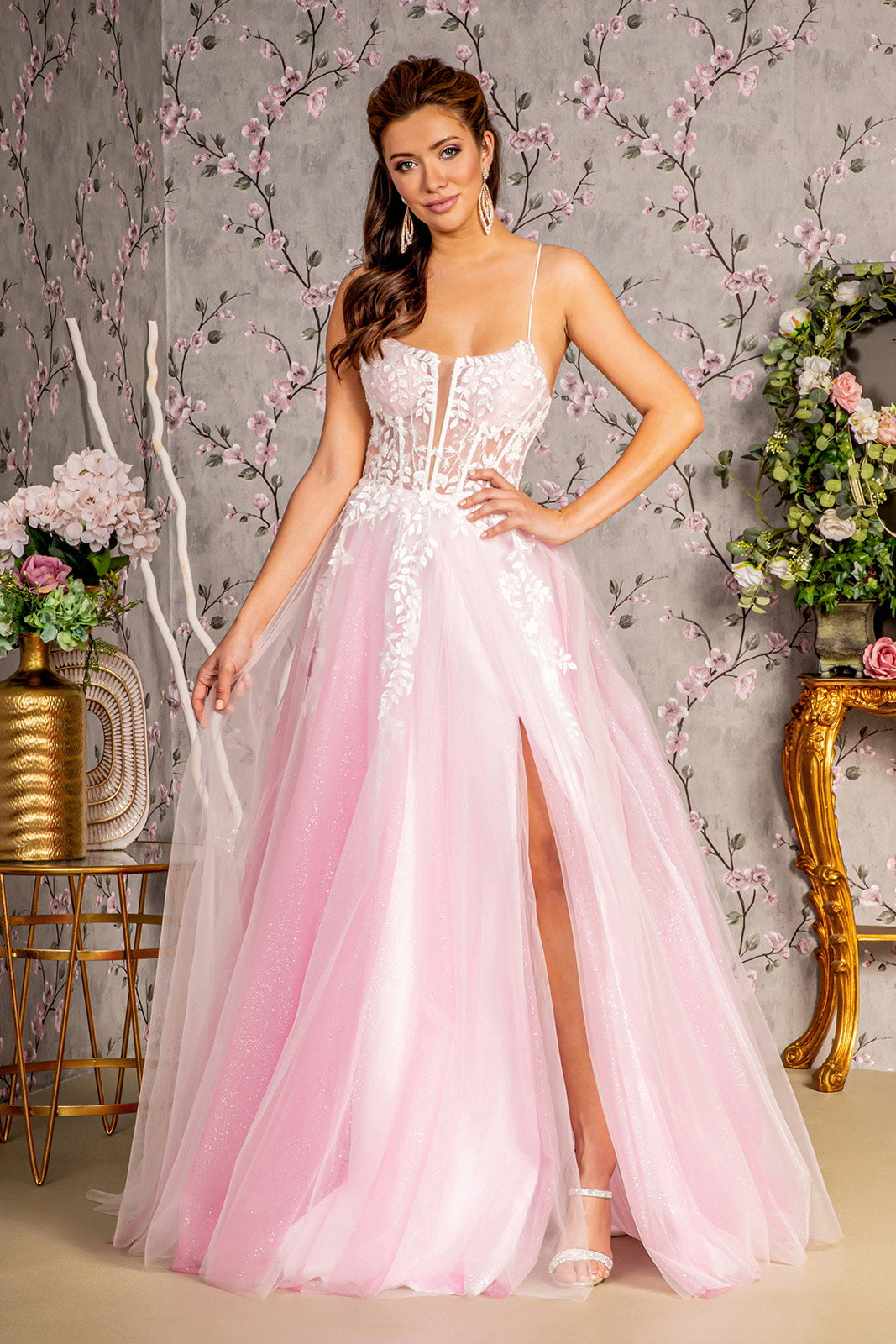 Illustrative example of light pink long dress