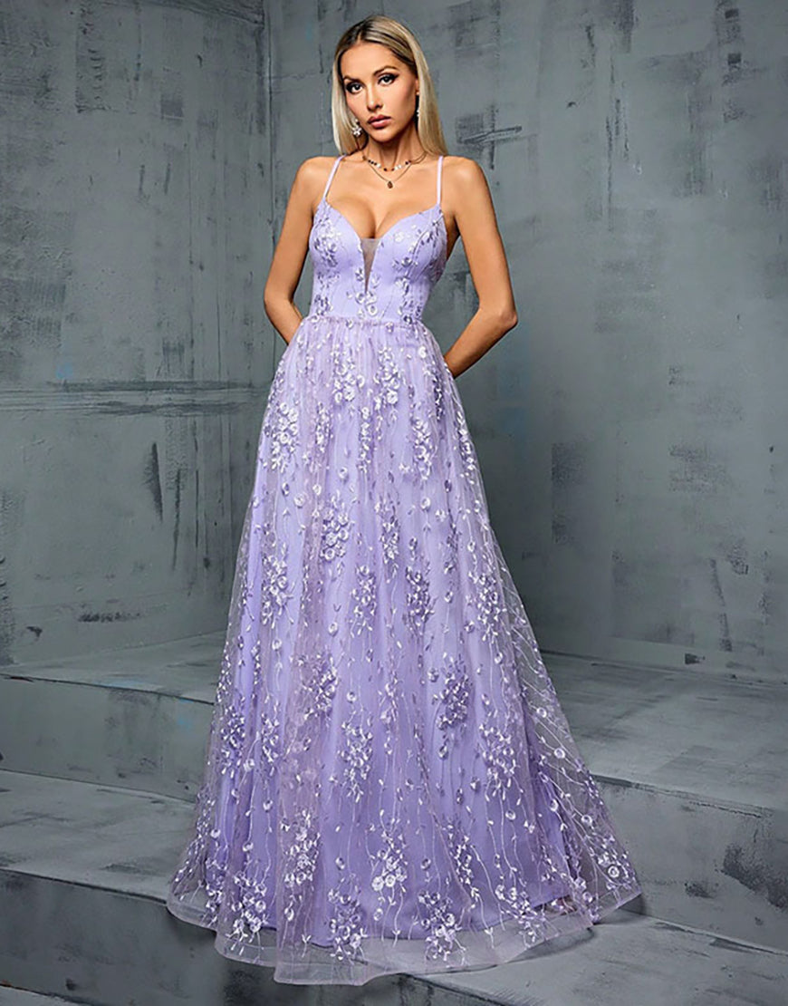 Illustrative example of light purple prom dresses