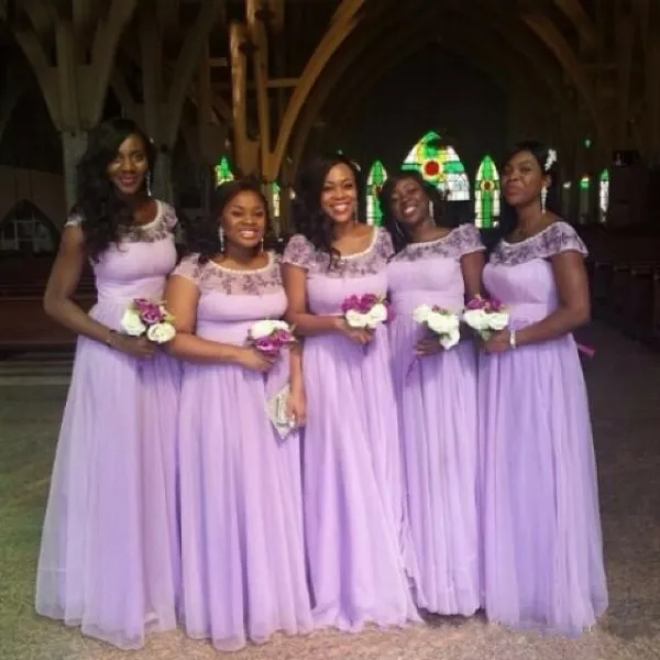 Illustrative example of lilac bridesmaid dresses