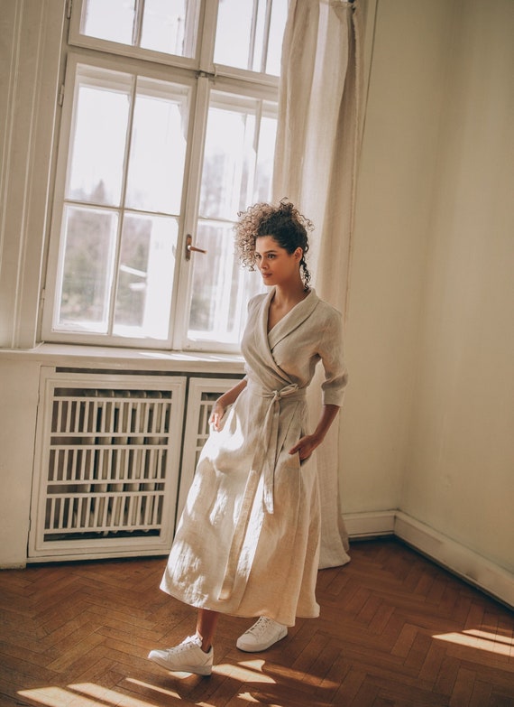 Illustrative example of linen wrap dress