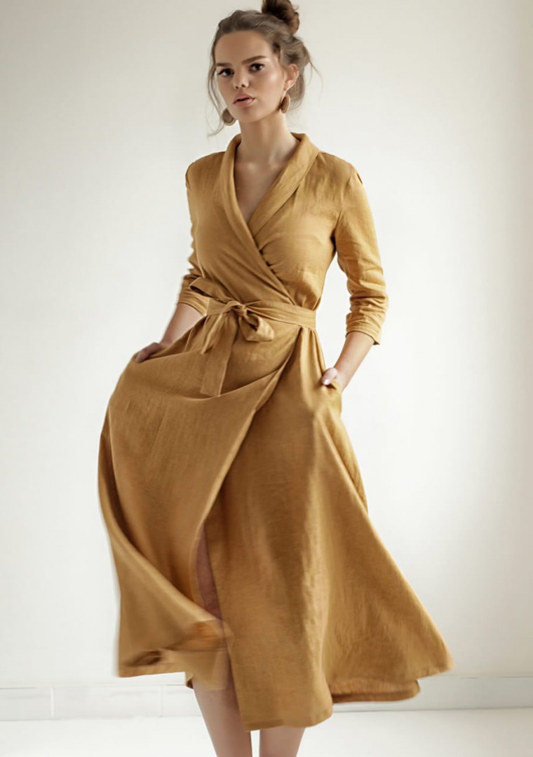 Illustrative example of linen wrap dress