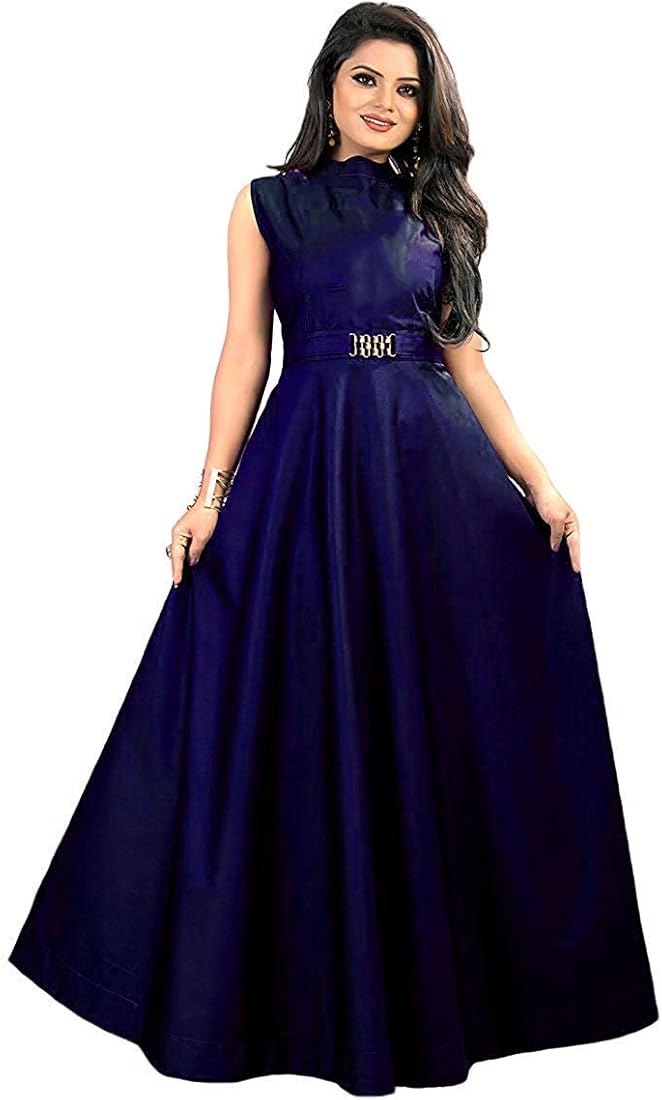 Illustrative example of long dress blue colour