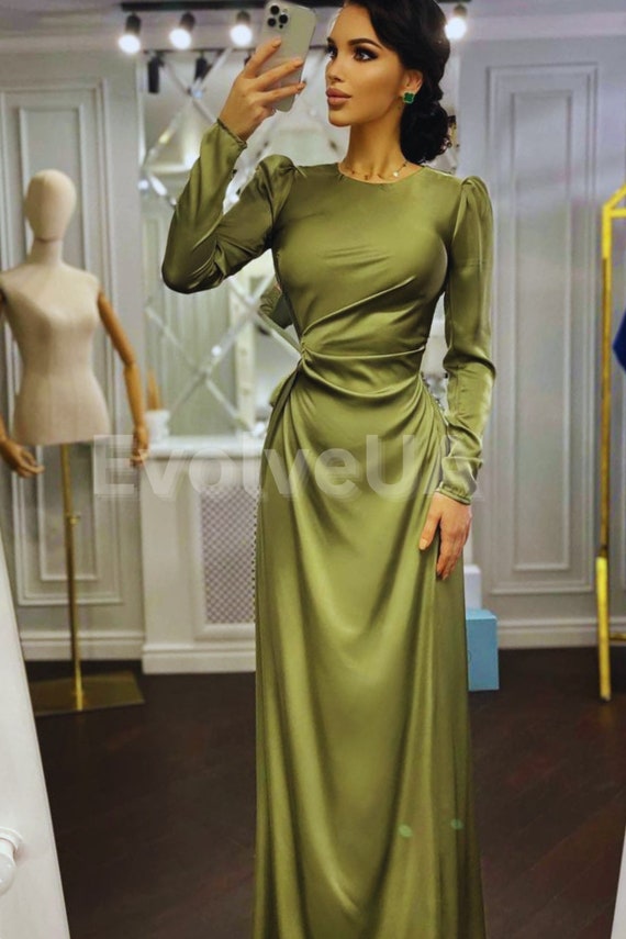Illustrative example of long sleeve silk dress