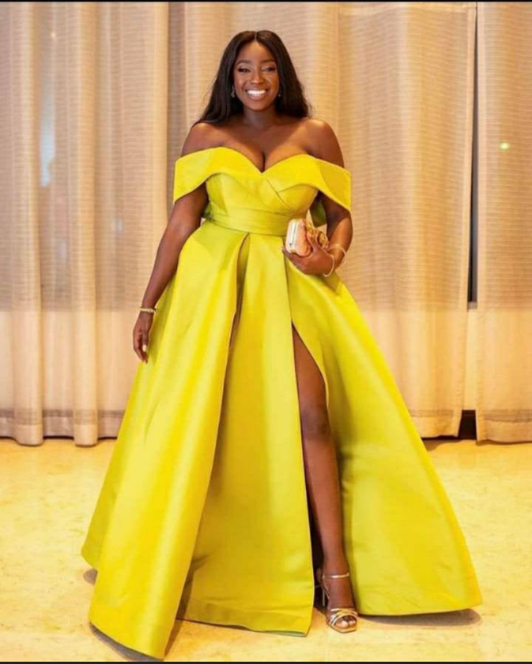 Illustrative example of long yellow dress