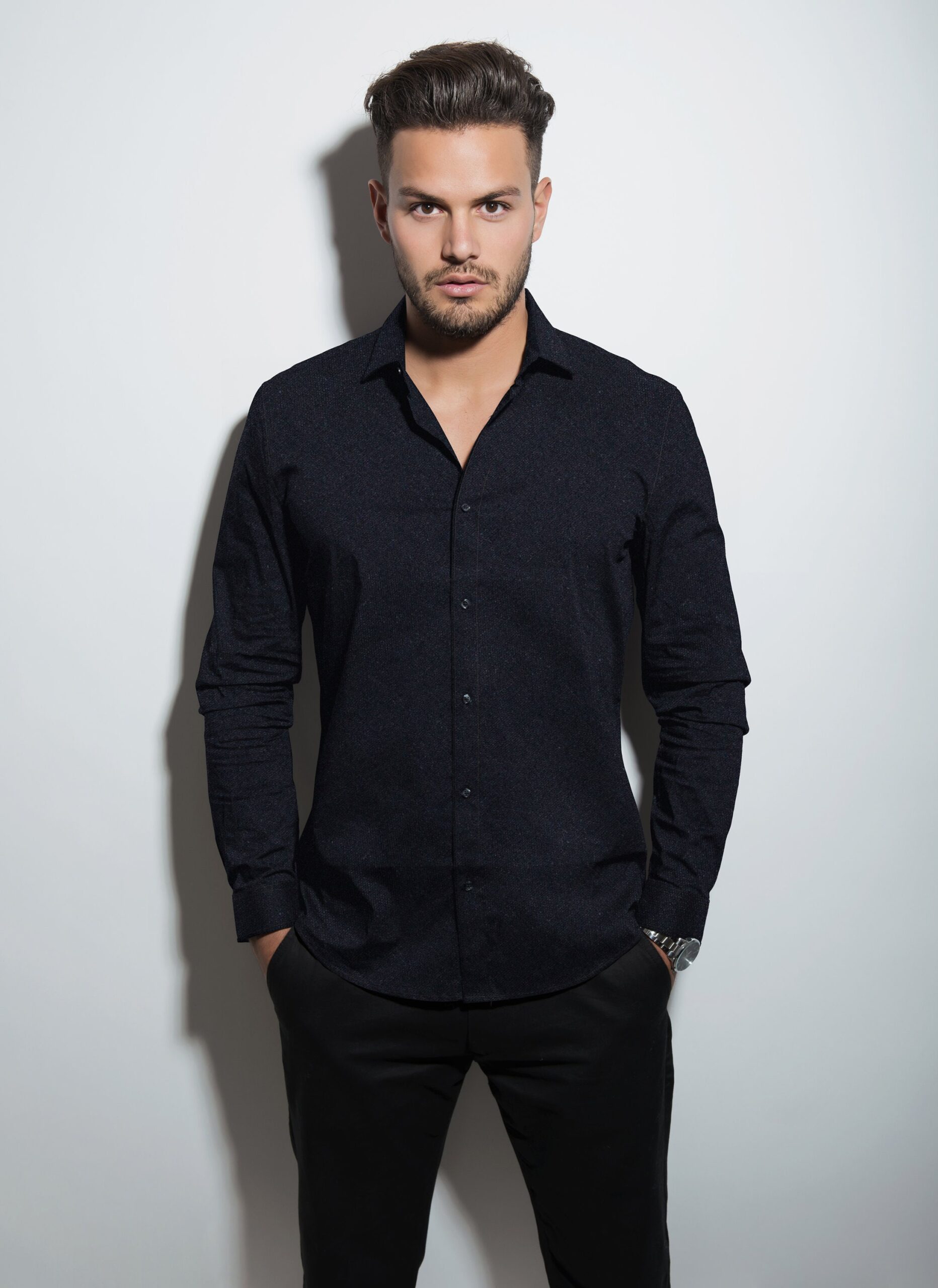 Illustrative example of mens black dress shirt