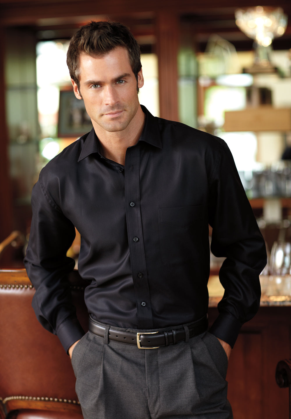 Illustrative example of mens black dress shirt