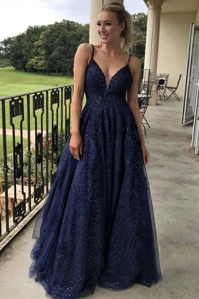 Illustrative example of navy blue graduation dresses