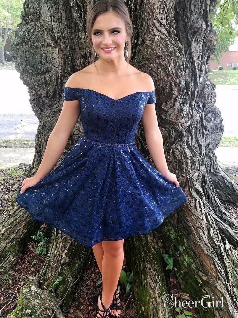 Illustrative example of navy blue hoco dress