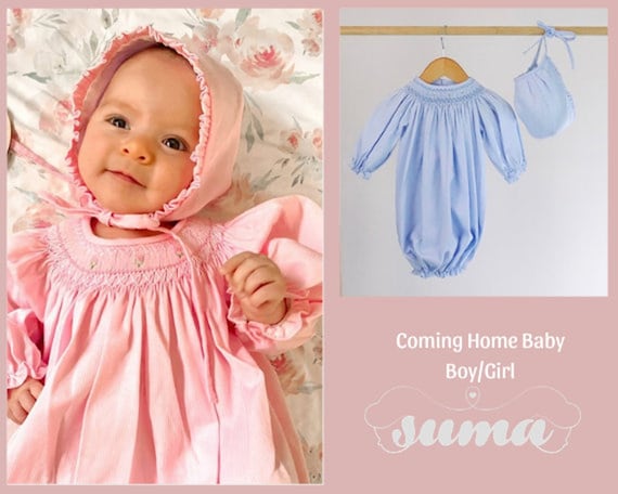 Illustrative example of newborn going home dress