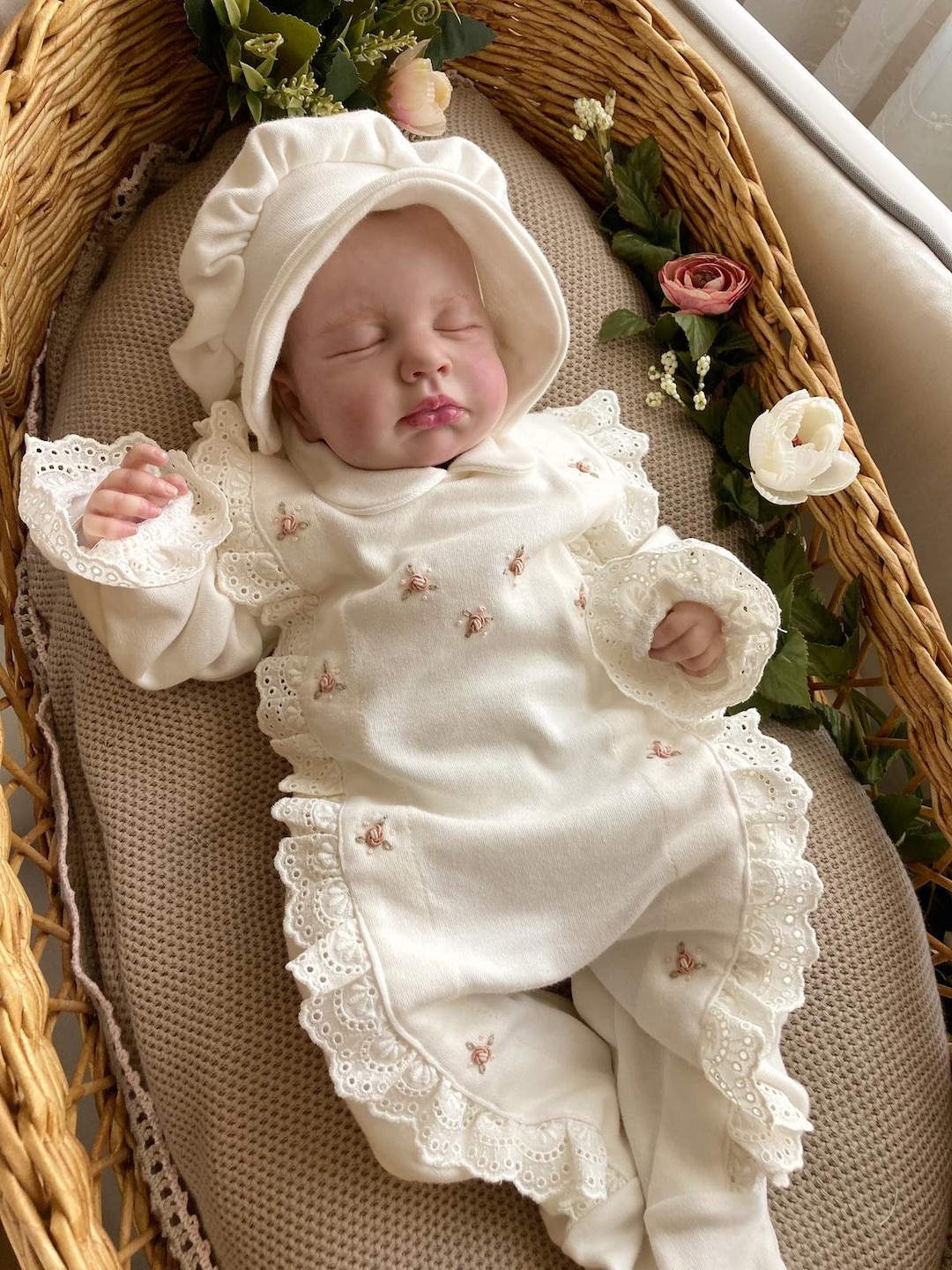 Illustrative example of newborn going home dress