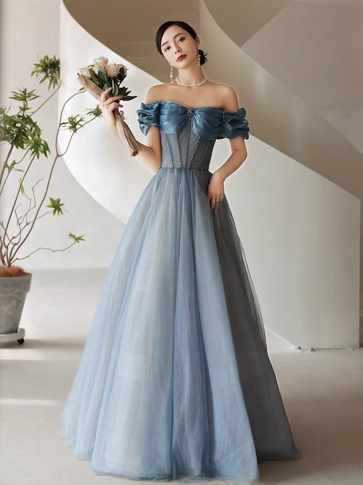 Illustrative example of off the shoulder prom dress