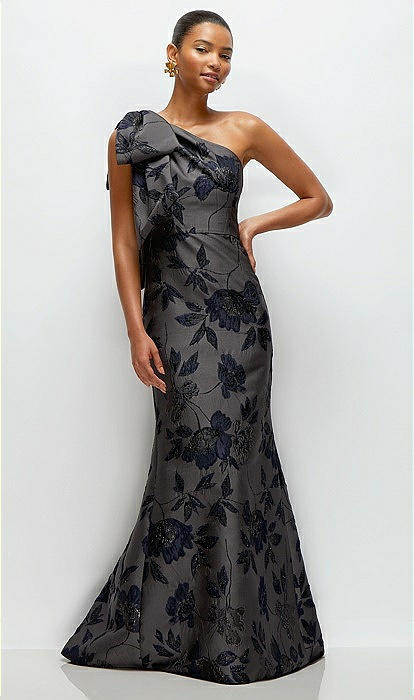 Illustrative example of off the shoulder velvet black dress