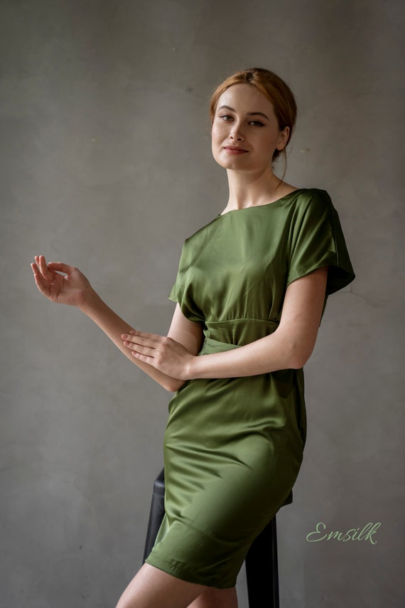 Illustrative example of olive color dress