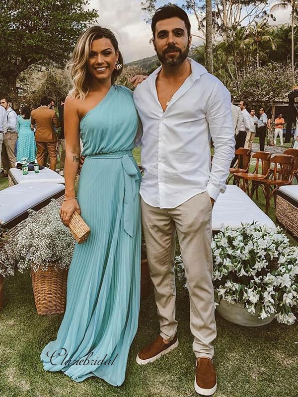 Illustrative example of one shoulder wedding guest dress